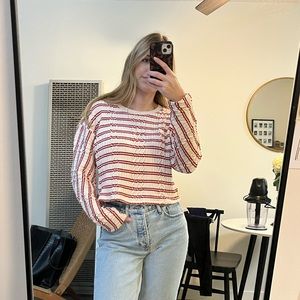 Red and cream striped Zara sweater